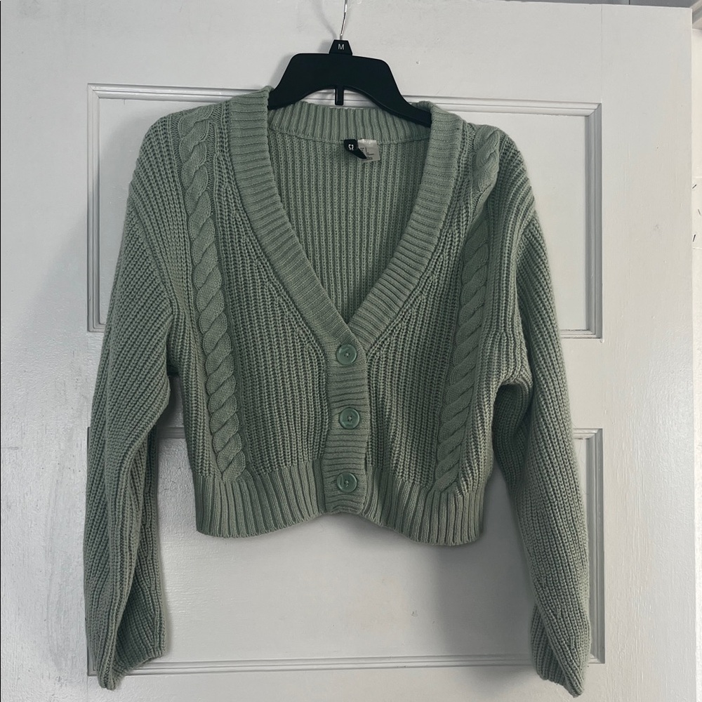 Divided Sage Green Cable Knit Cardigan